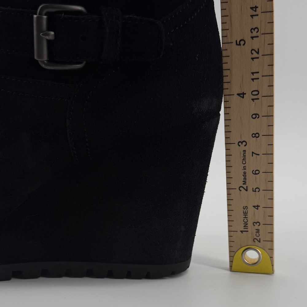 Prada Women's Black Suede Wedge Boots Size 38 (US 7.5-8) Buckle Strap Lug Sole - Picture 12 of 12